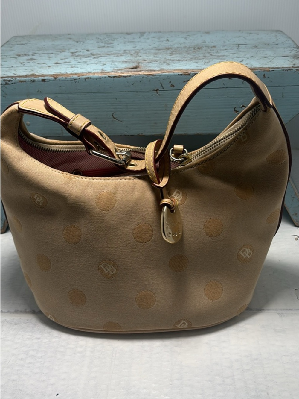 Dooney & Bourke Beige Polka Dot Hobo Bag